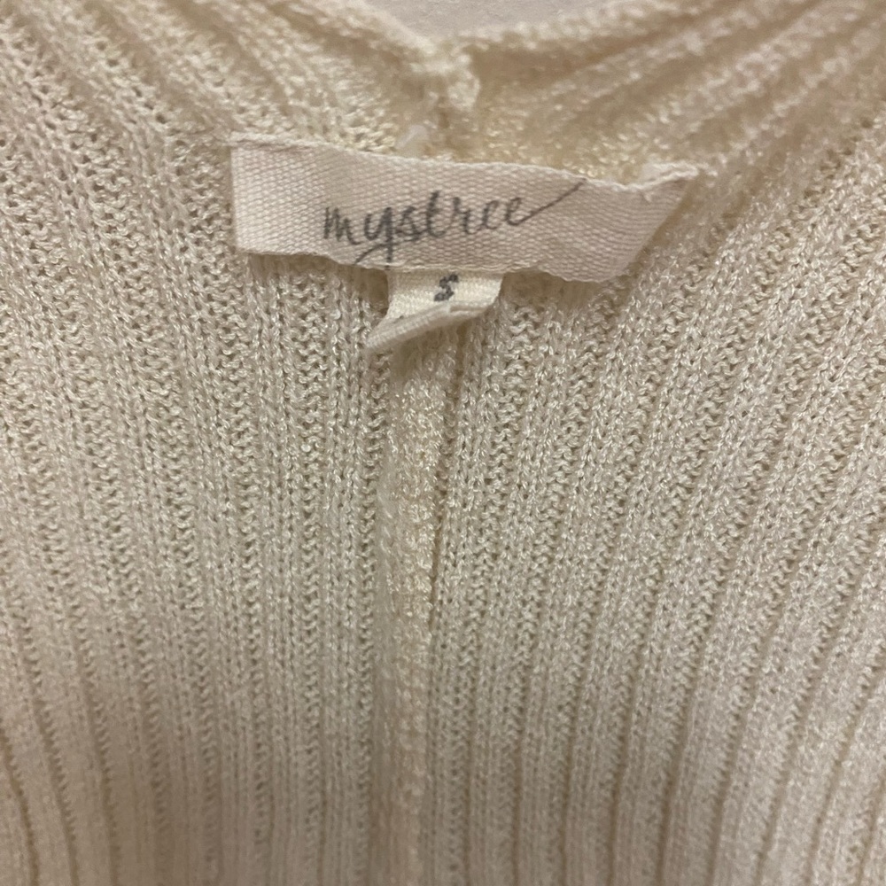 Mystree Cardigan Dolman Sleeve Women’s Size Small Ivory Lace Inlay Whimsical - Picture 5 of 5